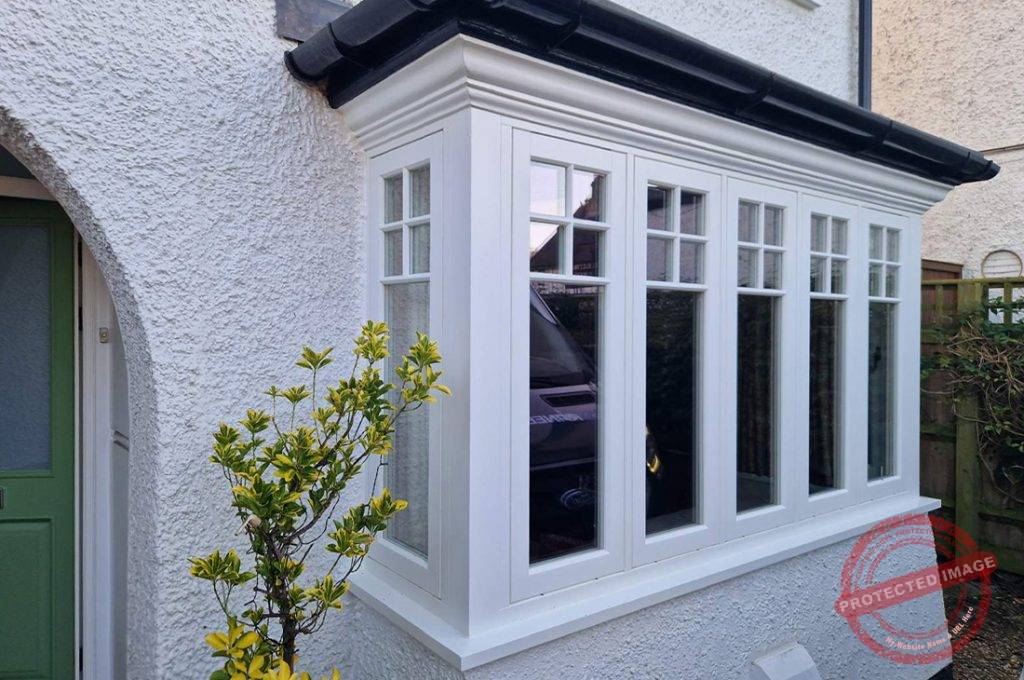Traditional Georgian house front with Wisteria